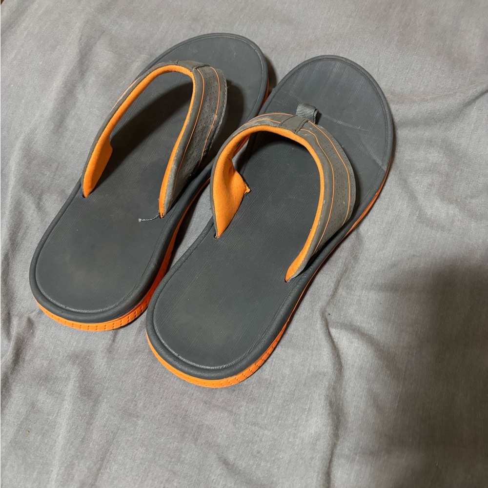 Gray and Orange Men’s Flip Flops
